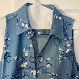 Sleeveless shift mini dress with Henley collar and back yoke detail NWT